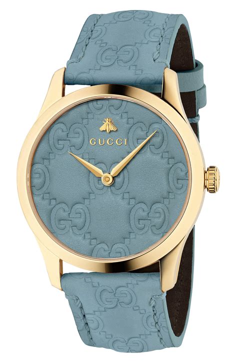 gucci leather watch ladies|Gucci watch with leather band.